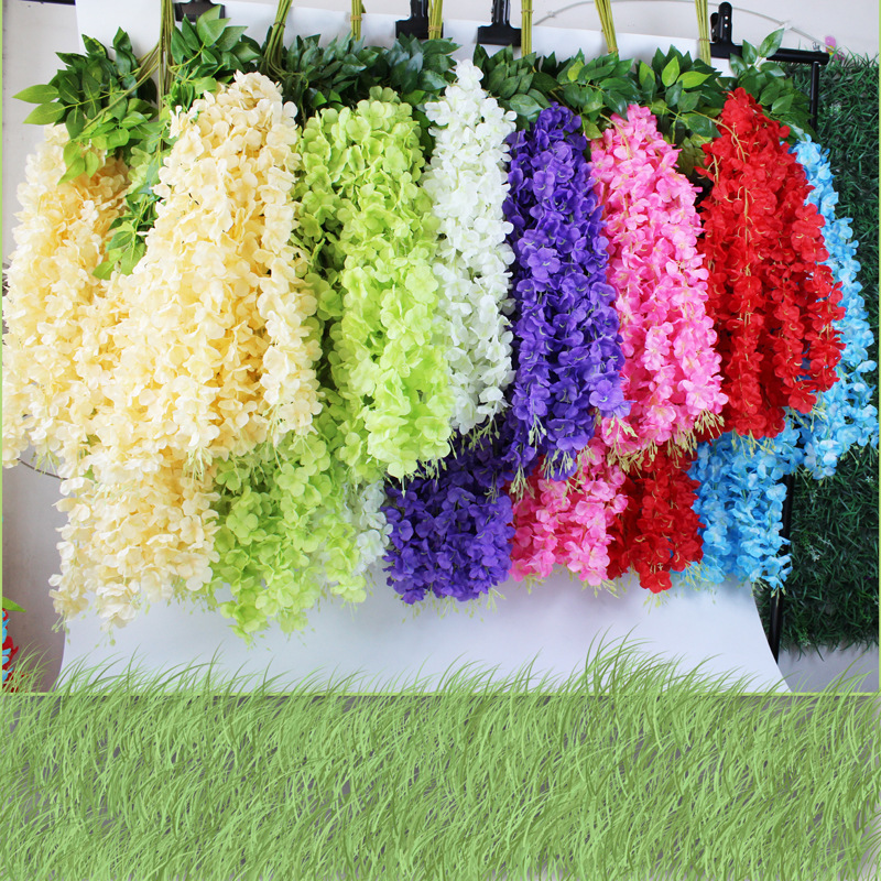 Colourful Pastel Artificial Wisteria Vine Ratta Hanging Garland Silk Flowers Wedding Decoration Wisteria Flowers