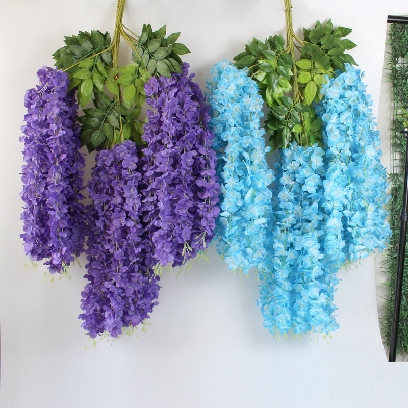 Colourful Pastel Artificial Wisteria Vine Ratta Hanging Garland Silk Flowers Wedding Decoration Wisteria Flowers