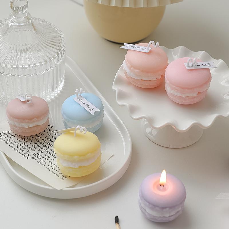 Cute Mini Macaron Scented Candles Handmade Cake Candles Aromatherapy Scented Wedding Home Decoration Candles