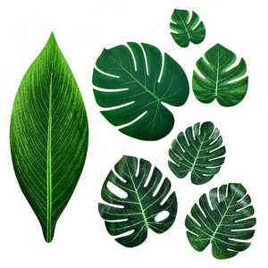 Party Supplies Safari Decorations Luau Theme Monstera Wall Fence Tree Tropical Palm Leaves Green Artificial Leaves