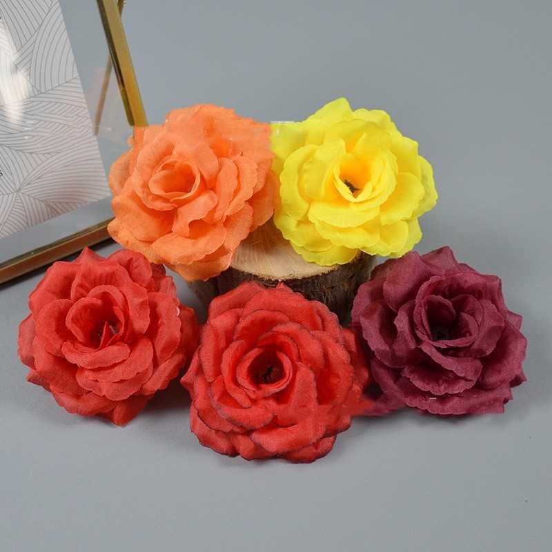 Wedding Decor Artificial Floral Arrangement Silk Flower Head Rose For Home Party Decoration Flower Panel