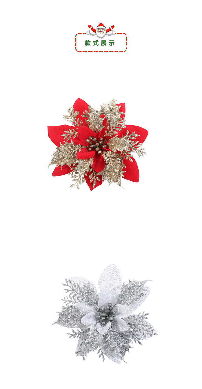 Christmas Tree Decoration Artificial Flower Golden Poinsettia Glitter Christmas Flowers