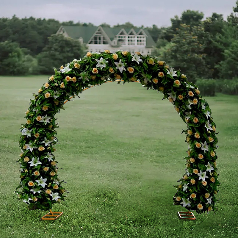 Plant Shelf Rack Display Stand Wall Decoration Silk Silver Wedding Half Circle Flower Arch