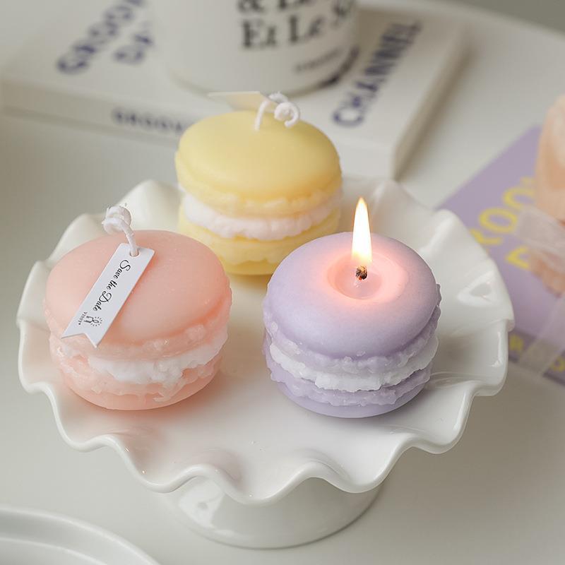 Cute Mini Macaron Scented Candles Handmade Cake Candles Aromatherapy Scented Wedding Home Decoration Candles