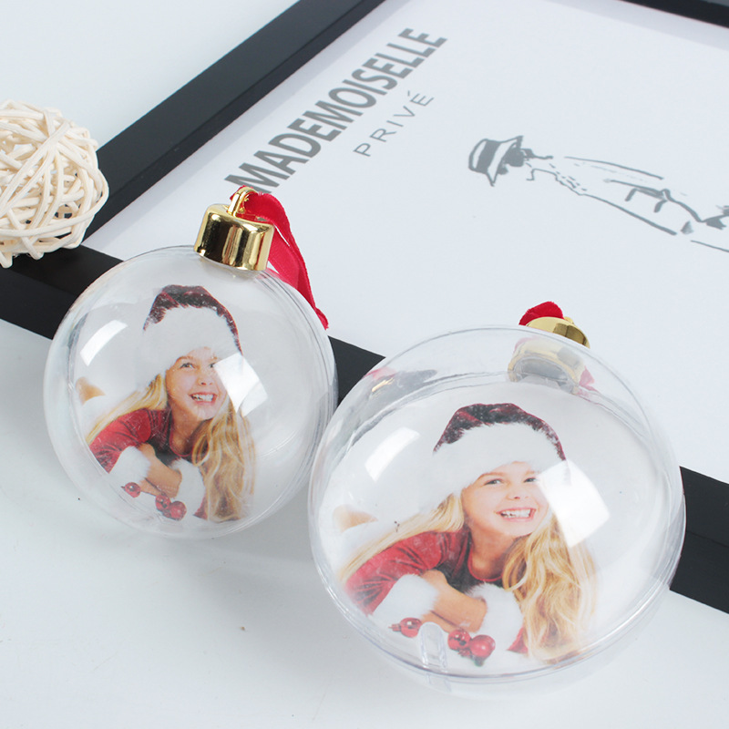 Christmas Ball Sublimation Blank Christmas Ornament Transparent Plastic Flat Ball Sublimation Christmas Ornaments