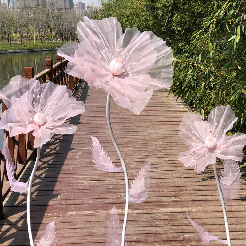 Artificial Giant Flowers With Stem Stand Big Huge Giant Large Silk Flower Decoration For Wedding Event