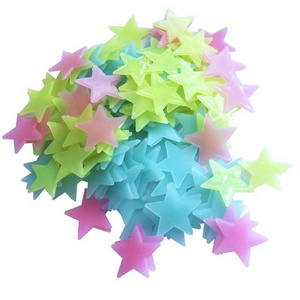 Many types home decoration beautiful fluorescent 3D glowing in the dark moon stars wall stickers for gifts