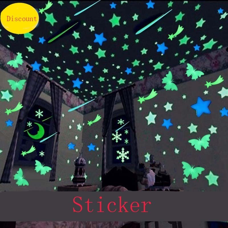 high bright night long glow luminous removable moon star stickers self-adhesive fluorescent glowing stars letter sticker