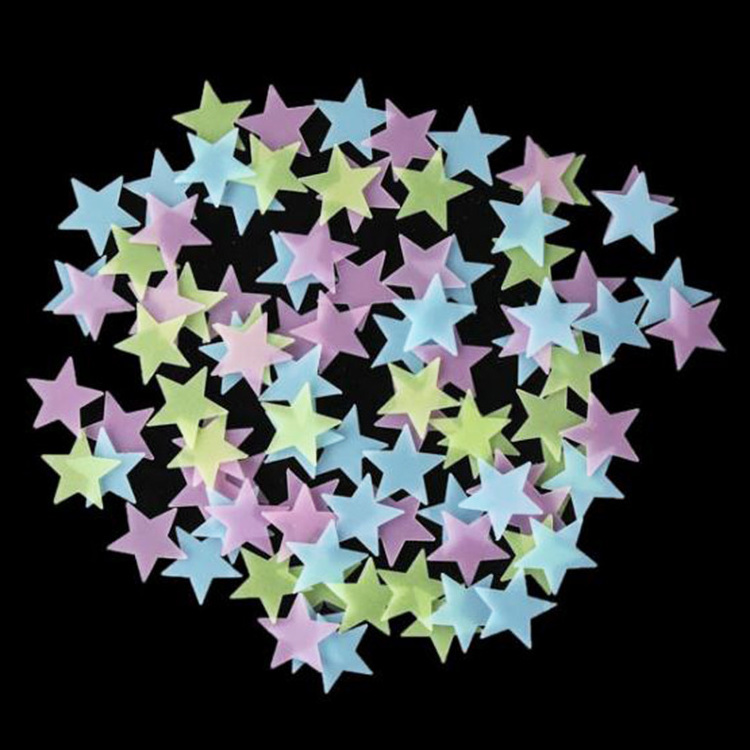 Plastic 3D high bright stars glowing in the dark luminous wall stickers