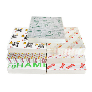 Custom logo printing hamburger oil proof tissue packaging paper sandwich greaseproof shawarma food grade wax packaging paper