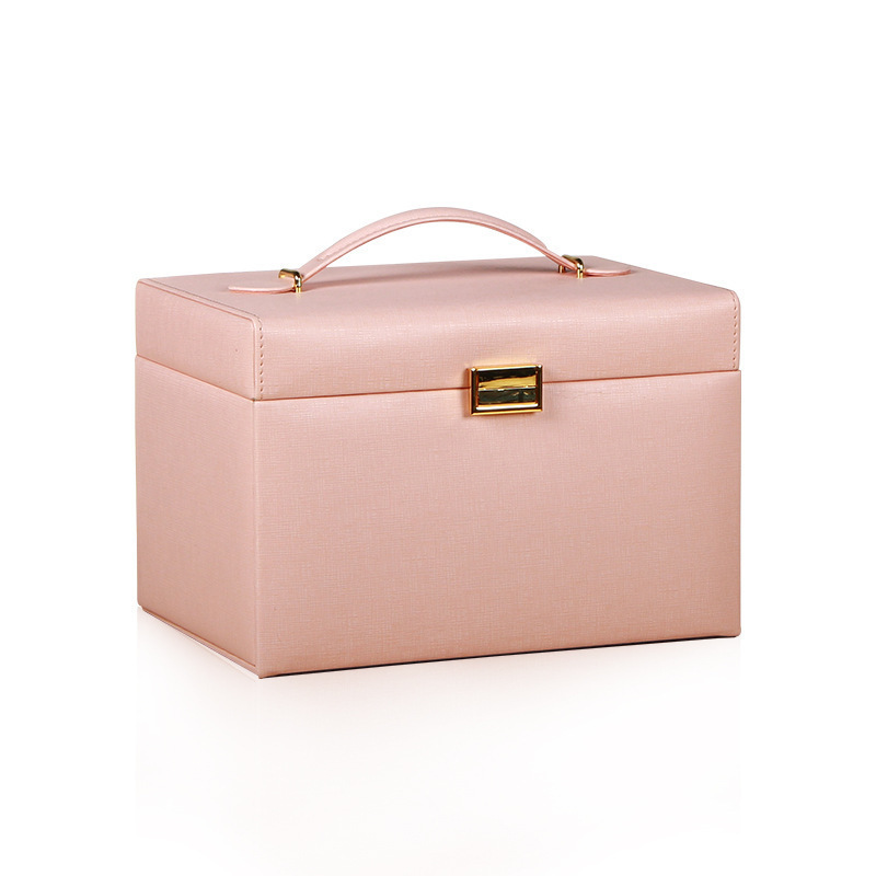 New Design Environmental Makeup Case PU Leather Jewelry Box With Mirror Lock