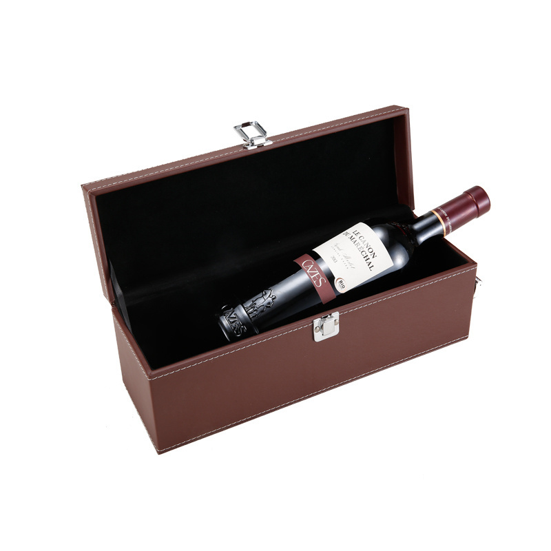 Premium quality leather gift box wine carrier one bottle packaging box with accessories