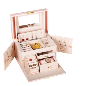 New Design Environmental Makeup Case PU Leather Jewelry Box With Mirror Lock