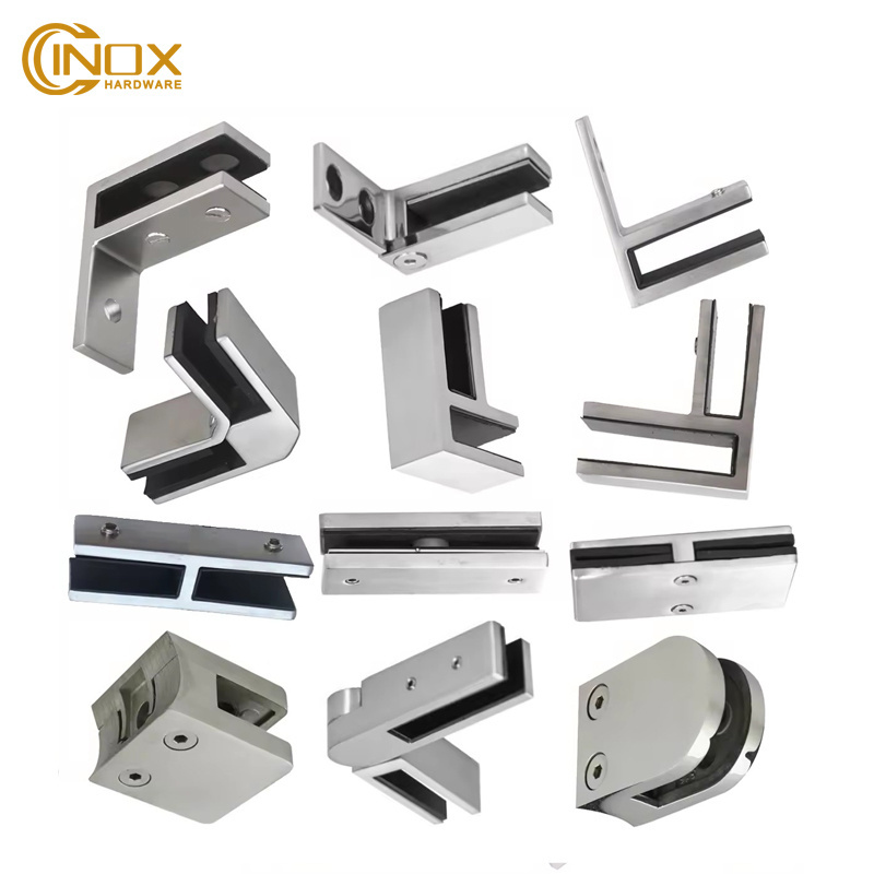 High Quality Stainless Steel 316 90 / 180 Degree Glass Bracing Clamps Wall Mount Glass Clips Glass Railings Clamp