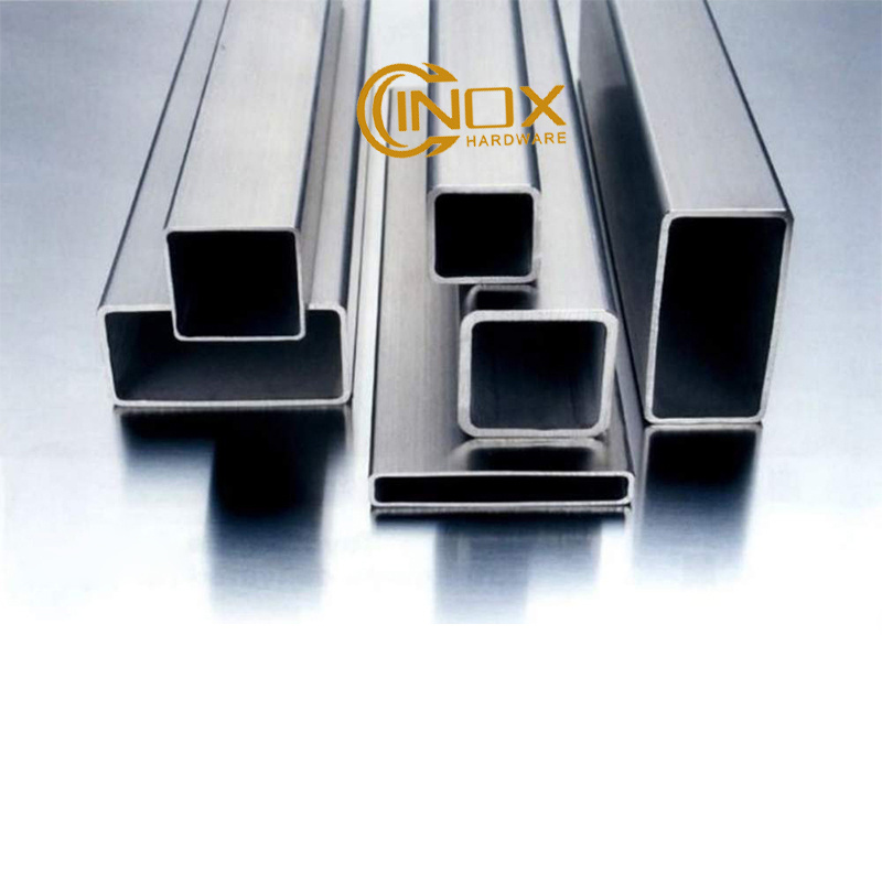 AISI SUS 304 316 stainless steel square/flat/rectangle welded mirror side pipe tube glass railings