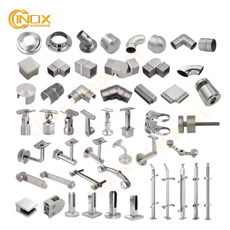 Balcony Stair Glass Railing Accessories 304 316 Stainless Steel Handrails Fitting Cinox Hardware Handrail Accessory