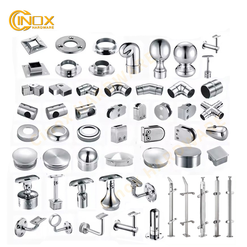 Balcony Stair Glass Railing Accessories 304 316 Stainless Steel Handrails Fitting Cinox Hardware Handrail Accessory