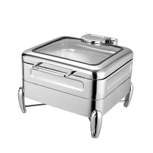 Portable Stainless Steel Glass Tall Chafing Dish with Handles Buffet Food Warmer Dish