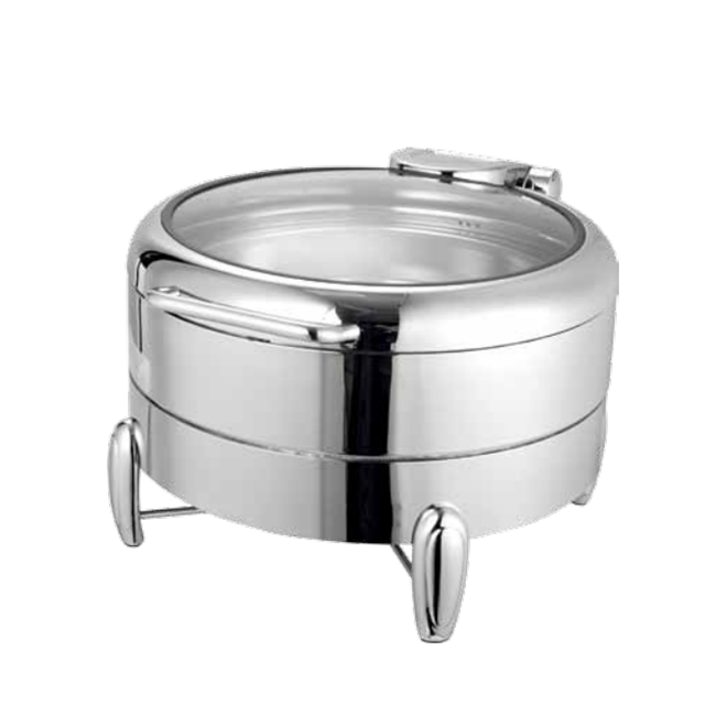 Portable Stainless Steel Glass Tall Chafing Dish with Handles Buffet Food Warmer Dish