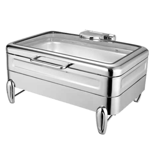 Portable Stainless Steel Glass Tall Chafing Dish with Handles Buffet Food Warmer Dish