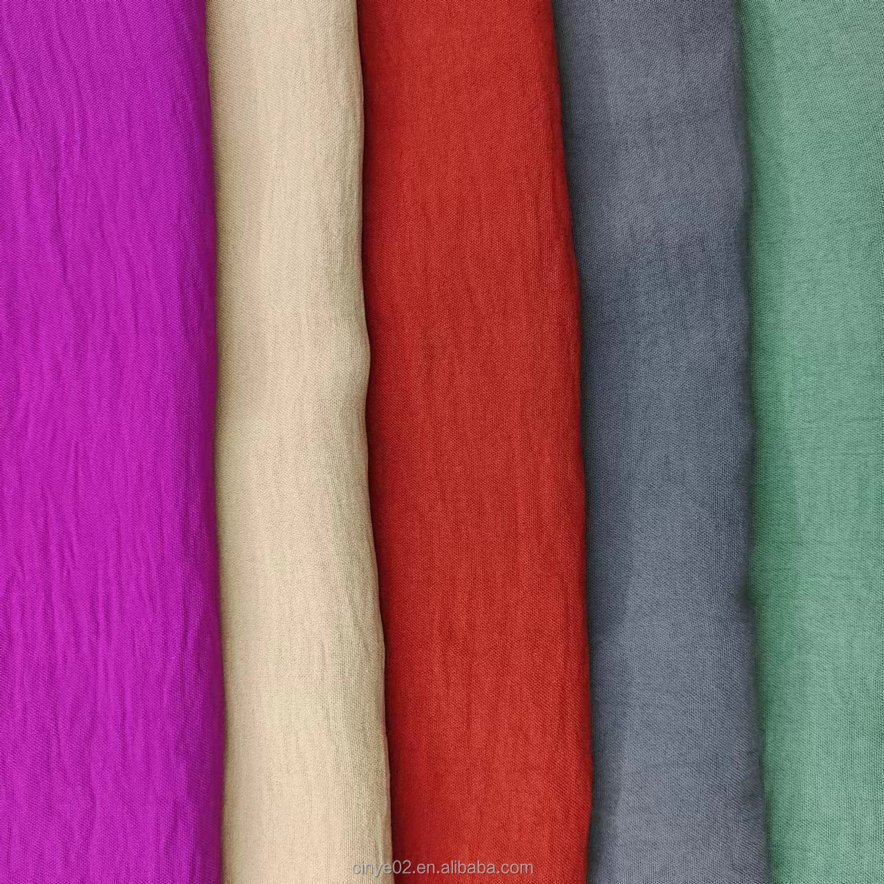 Crinkle fabric Plain Dyed polyester Crushed CEY Polyester Plain Material 180D CEY Crinkle Spandex Crepe Dyed Kain