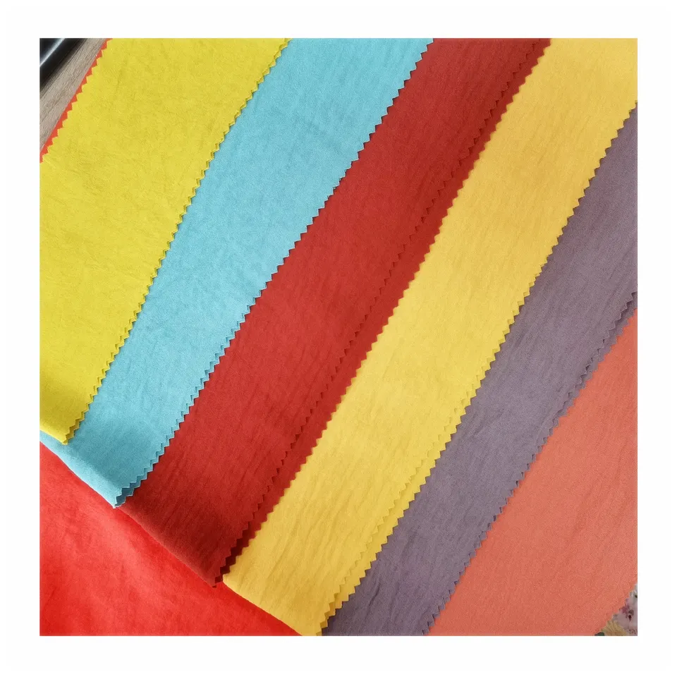 customize Color Plain Dyed 100% polyester Woven Crinkle CEY Crepe wrinkle Fabrics for clothing women