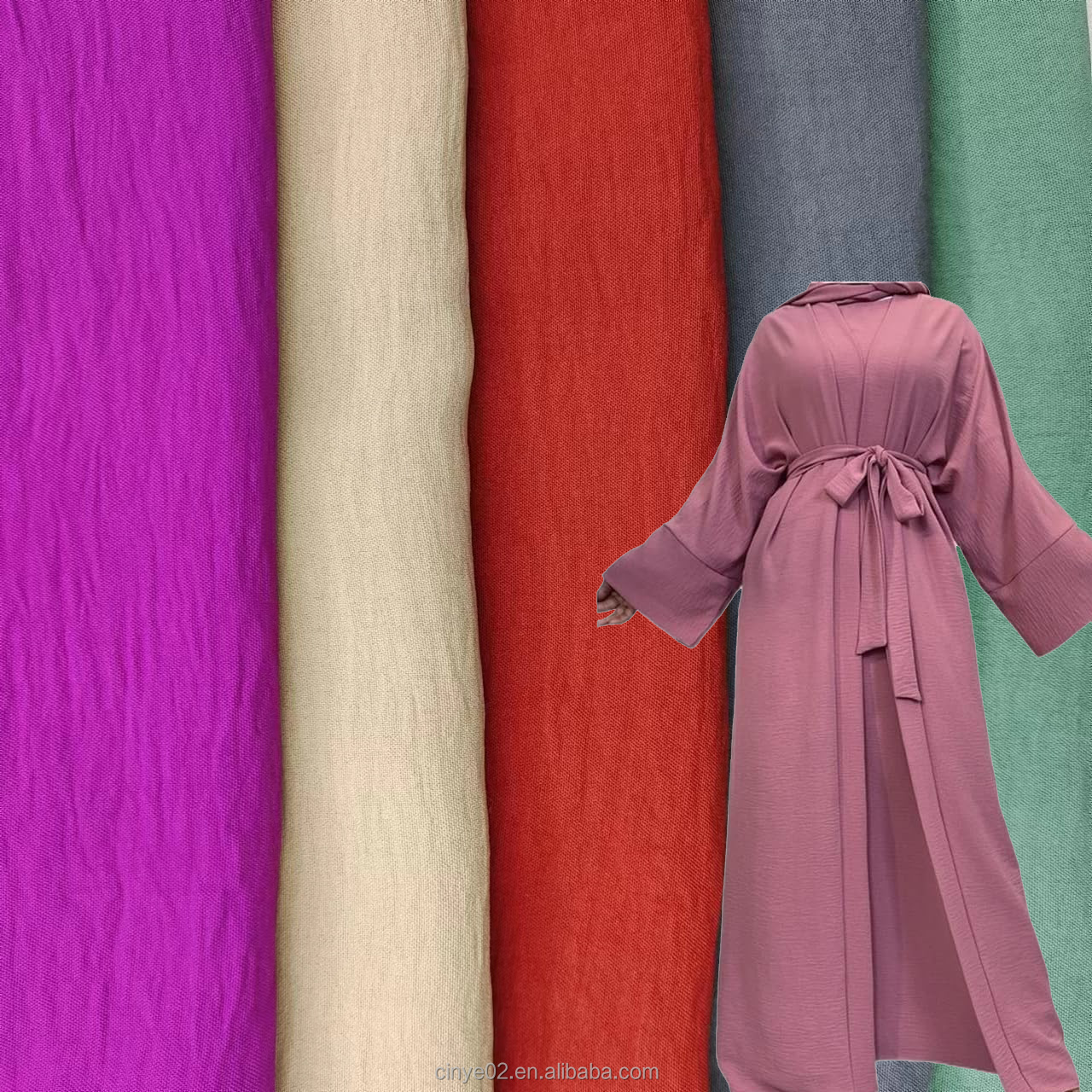 CEY polyester crepe fabric georgette abaya fabrics polyester crinkle crepe CEY 165gsm fabric for Indonesia market