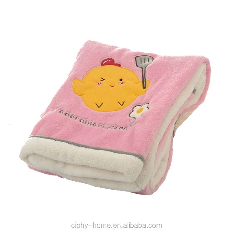 High Quality Embroidery Plush Sherpa Blanket Plush Toys Children Flannel Baby Warm Blankets As Gift