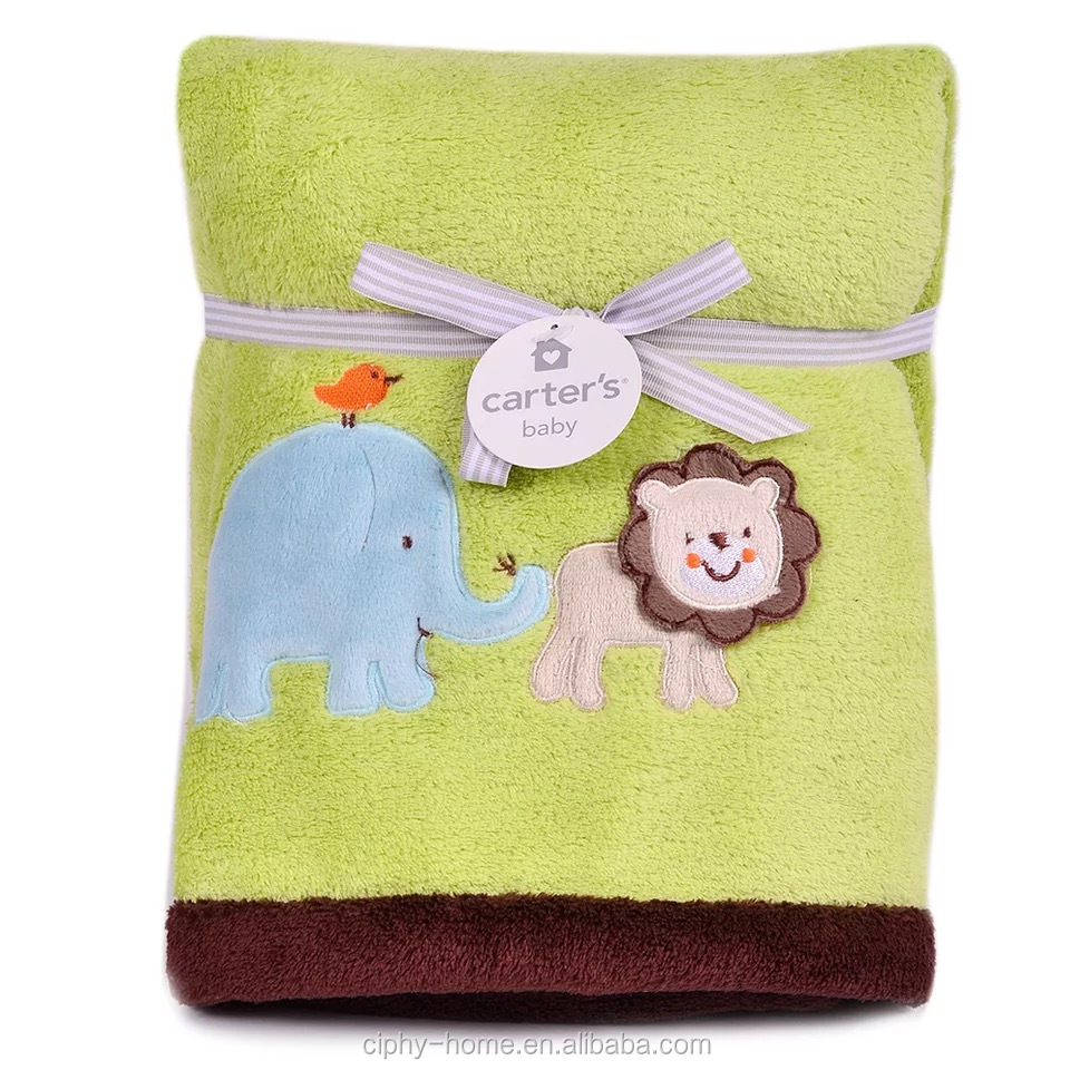 High Quality Embroidery Plush Sherpa Blanket Plush Toys Children Flannel Baby Warm Blankets As Gift