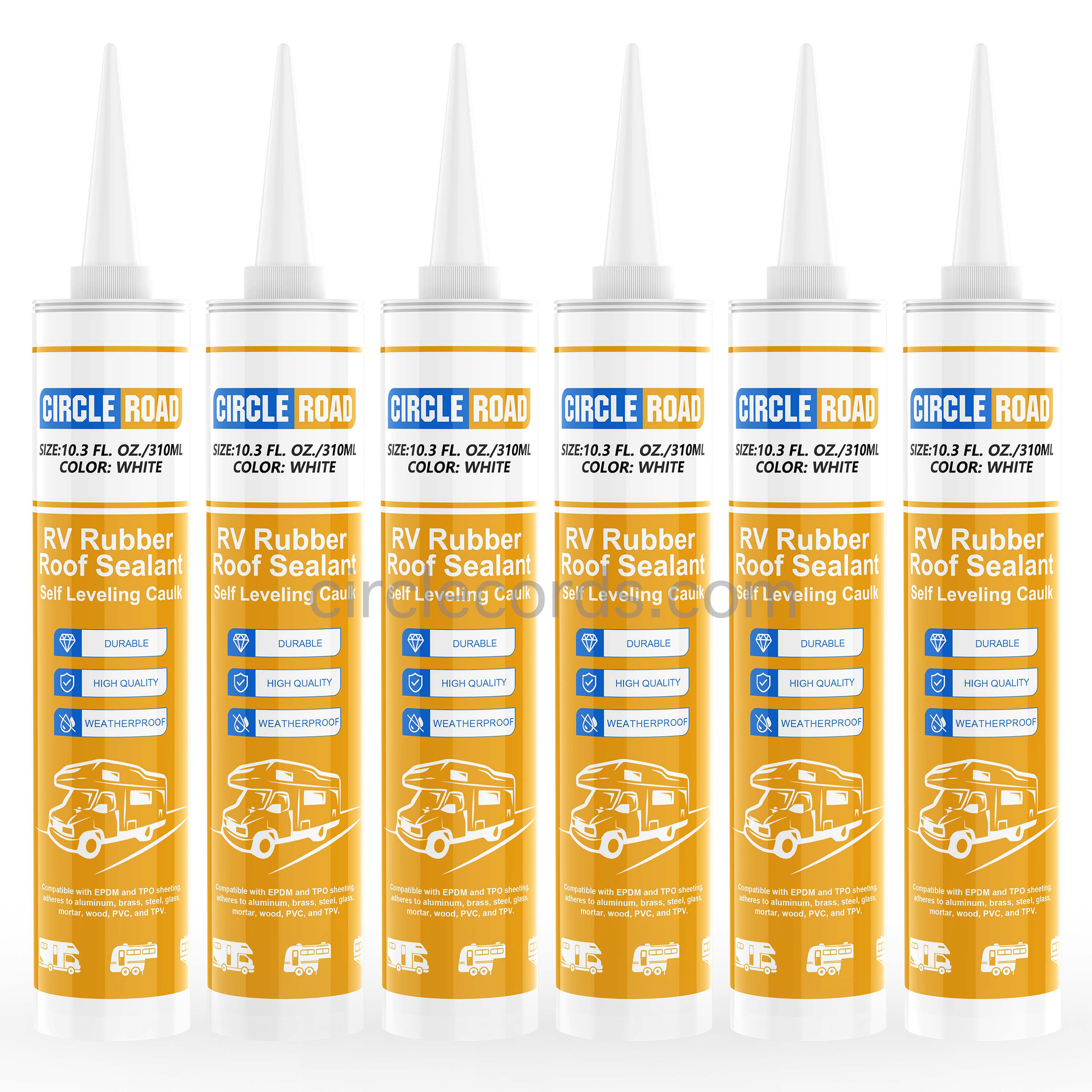 6 Packs RV Sealant Caulking Self Leveling Roof Silicone for RV Roofs,Rubber Roof on Trailers, Motorhomes, Campers