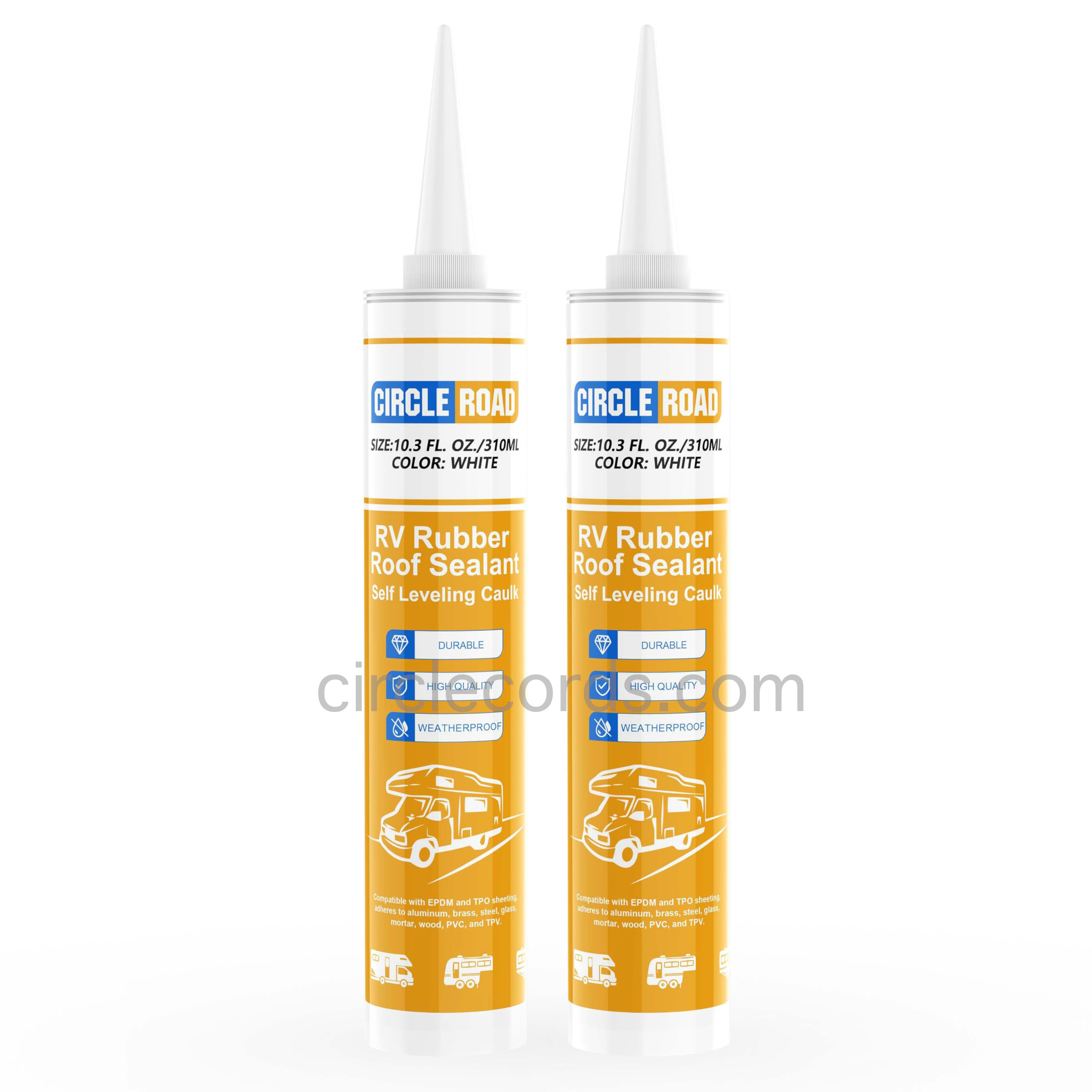 2 Packs Silicone Caulking Self Leveling RV Sealant for RV Roofs,Rubber Roof on Trailers, Motorhomes, Campers