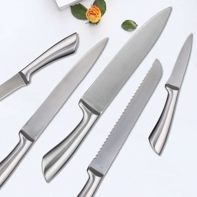 2023 Product 7 pcs Stainless Steel handle Kitchen Knife Set with Knife wooden Block and Sharpener manufacturer competitive price