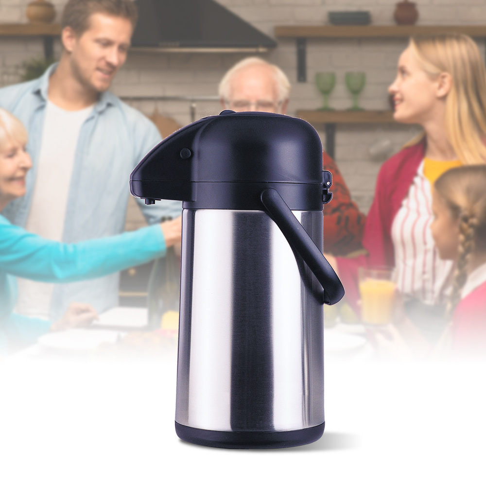 1L SS Vacuum Insulated Coffee pot black Dispenser Airpot Thermal Water with Plastic & PP for Camping & Hot Water moutai Flask