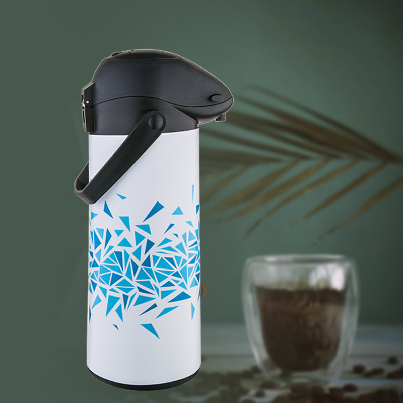 Hot water 1.9L coffee thermos vacuum insulated big flask coffee airpot dispenser Double wall stainless steel printing design