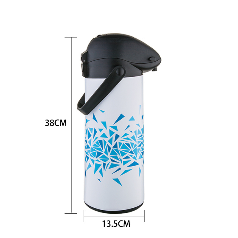 Hot water 1.9L coffee thermos vacuum insulated big flask coffee airpot dispenser Double wall stainless steel printing design