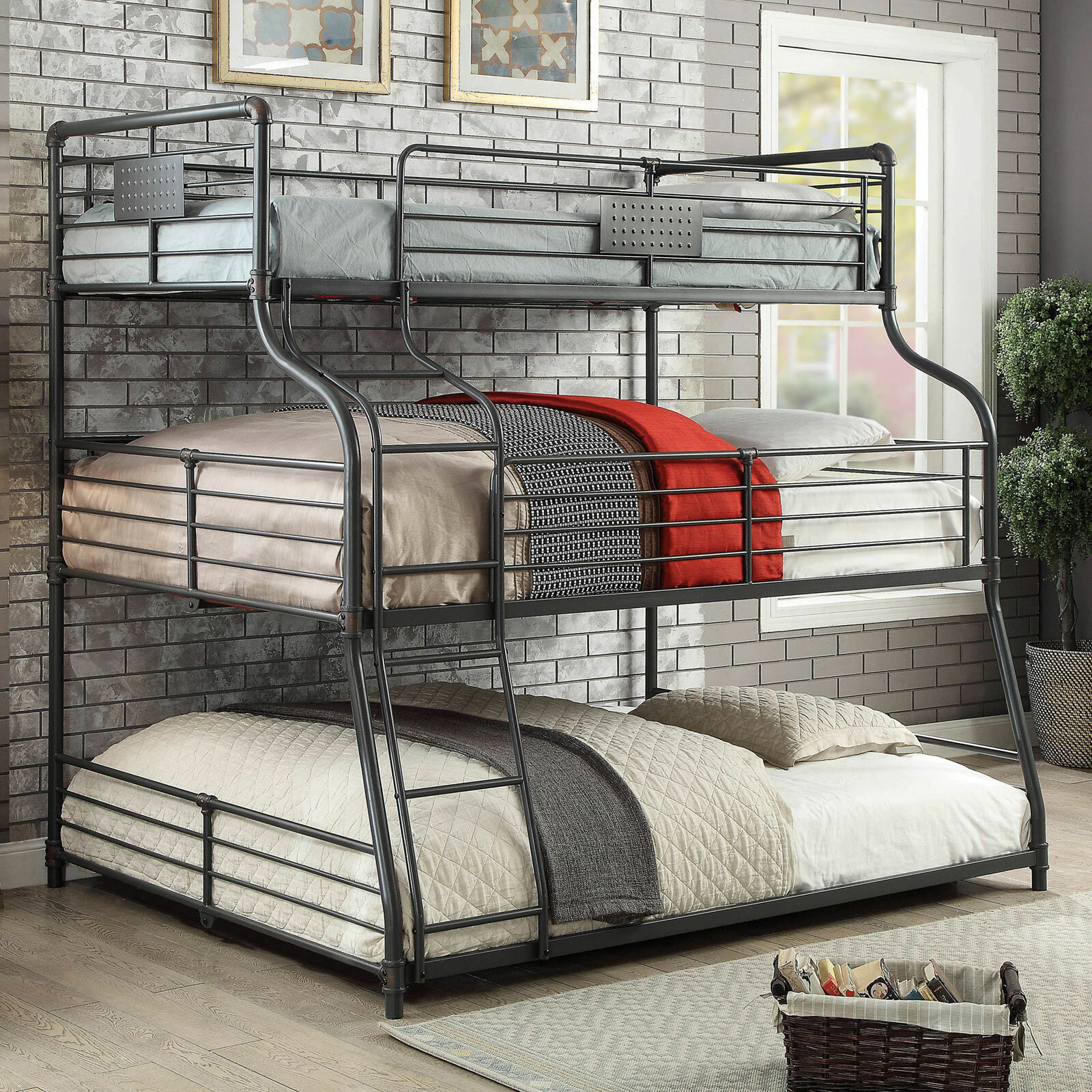 Cheap Strong Three Layer Triple Metal Bunk Bed Sale For Adult frame 3 tier metal triple beds