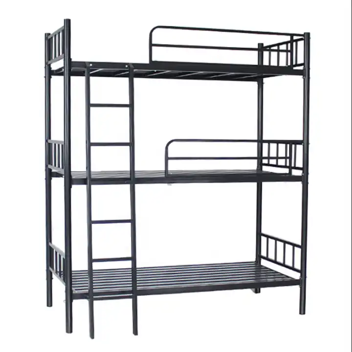 Modern Cheap Three Layer Steel Bed Frame Adults Triple used Bunk bed 3 kids with mattress