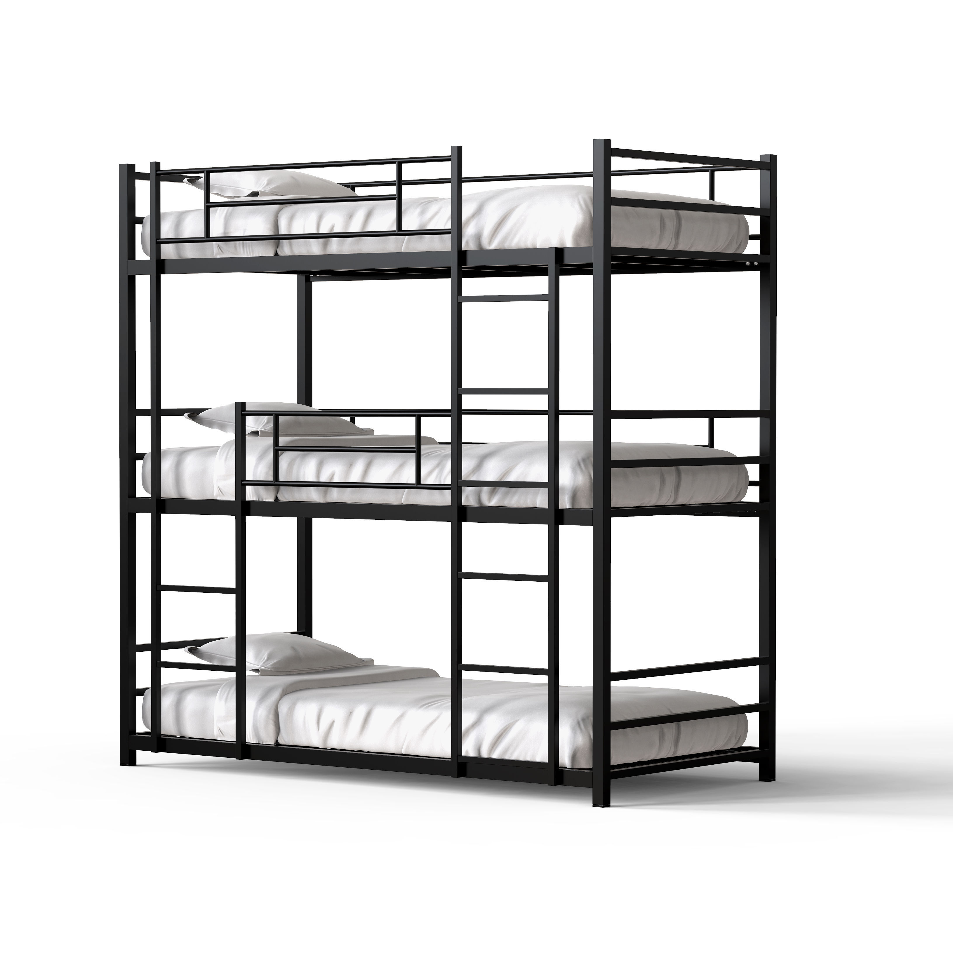 Modern Cheap Three Layer Steel Bed Frame Adults Triple used Bunk bed 3 kids with mattress