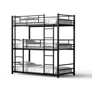 Modern Cheap Three Layer Steel Bed Frame Adults Triple used Bunk bed 3 kids with mattress