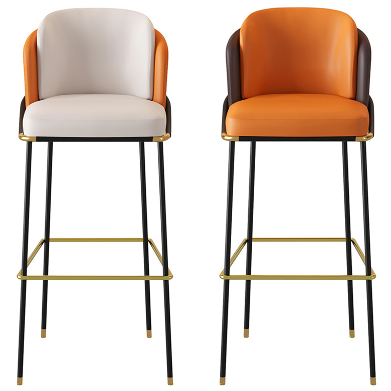 Fashion gold  Bar Chair Stools White Blue Restaurant Classic Retro Nordic Bar Stool