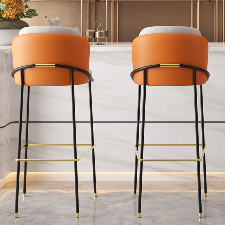 Fashion gold  Bar Chair Stools White Blue Restaurant Classic Retro Nordic Bar Stool