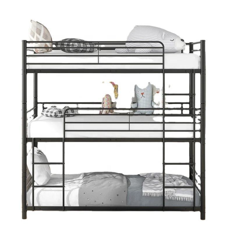 Modern Cheap Three Layer Steel Bed Frame Adults Triple used Bunk bed 3 kids with mattress