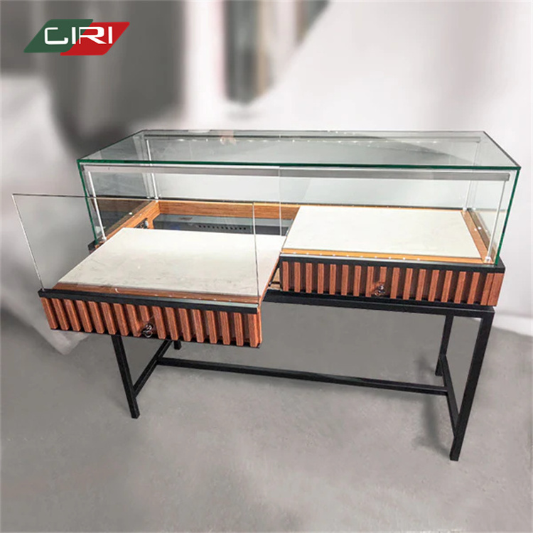 CIRI Custom 3D Mineral Crystal Kiosk Design Glass Jewelry Showcase Display Cabinet Trendy Mall Kiosk Ideas For Watches Shop