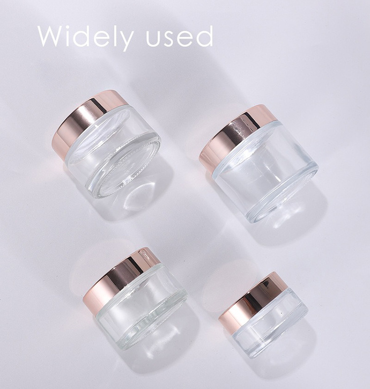 luxury cosmetic 50ml 60ml matte white frosted gradient pink glass cream jar with gold lid 5g 10g 20g 50g 100g 200g glass jars