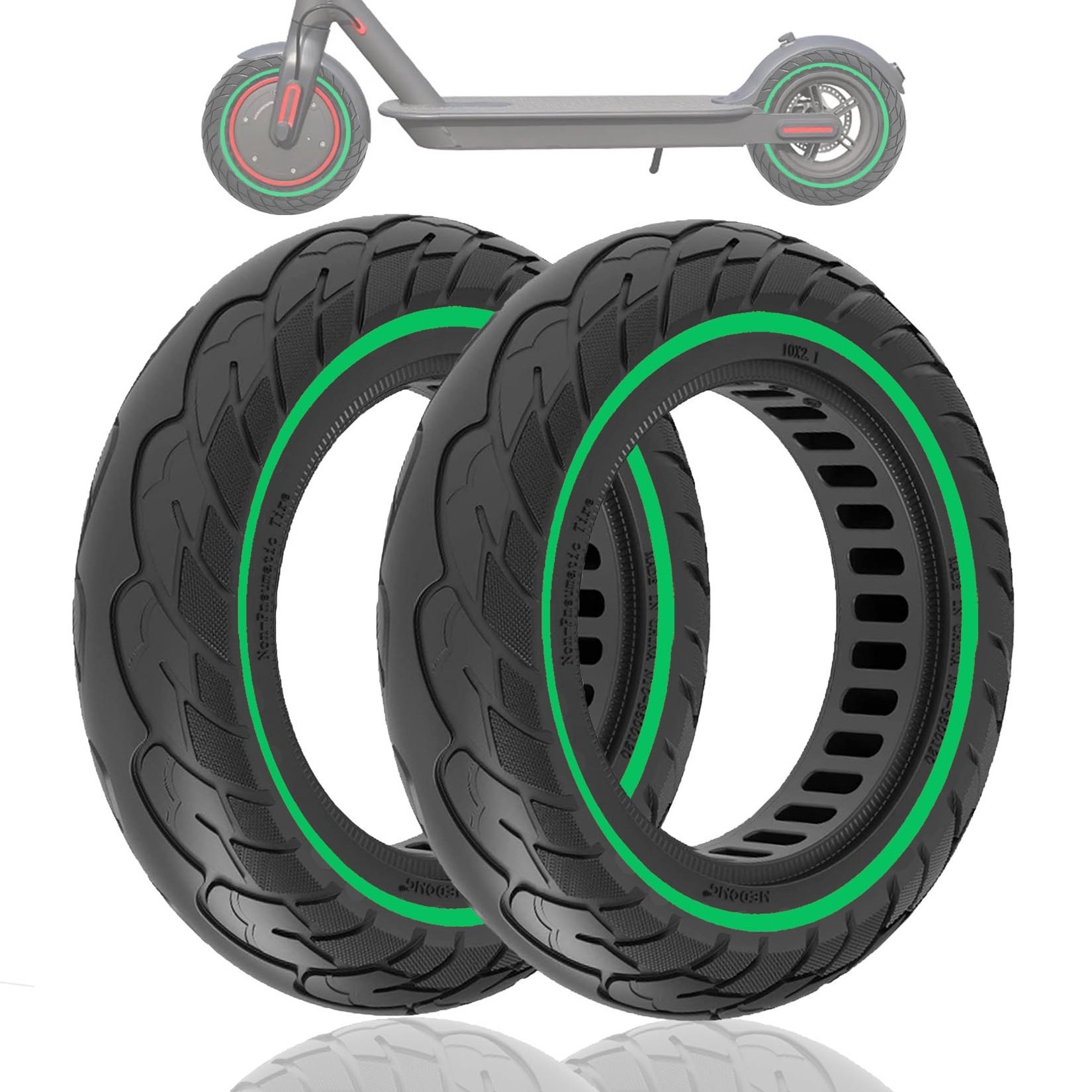 For Mi Pro Gotrax gxl/XR/V2/G4 and Nine-bot F20 E-Scooters Pneumatic 10*2.125 Inch Tire Rubber Solid Tires