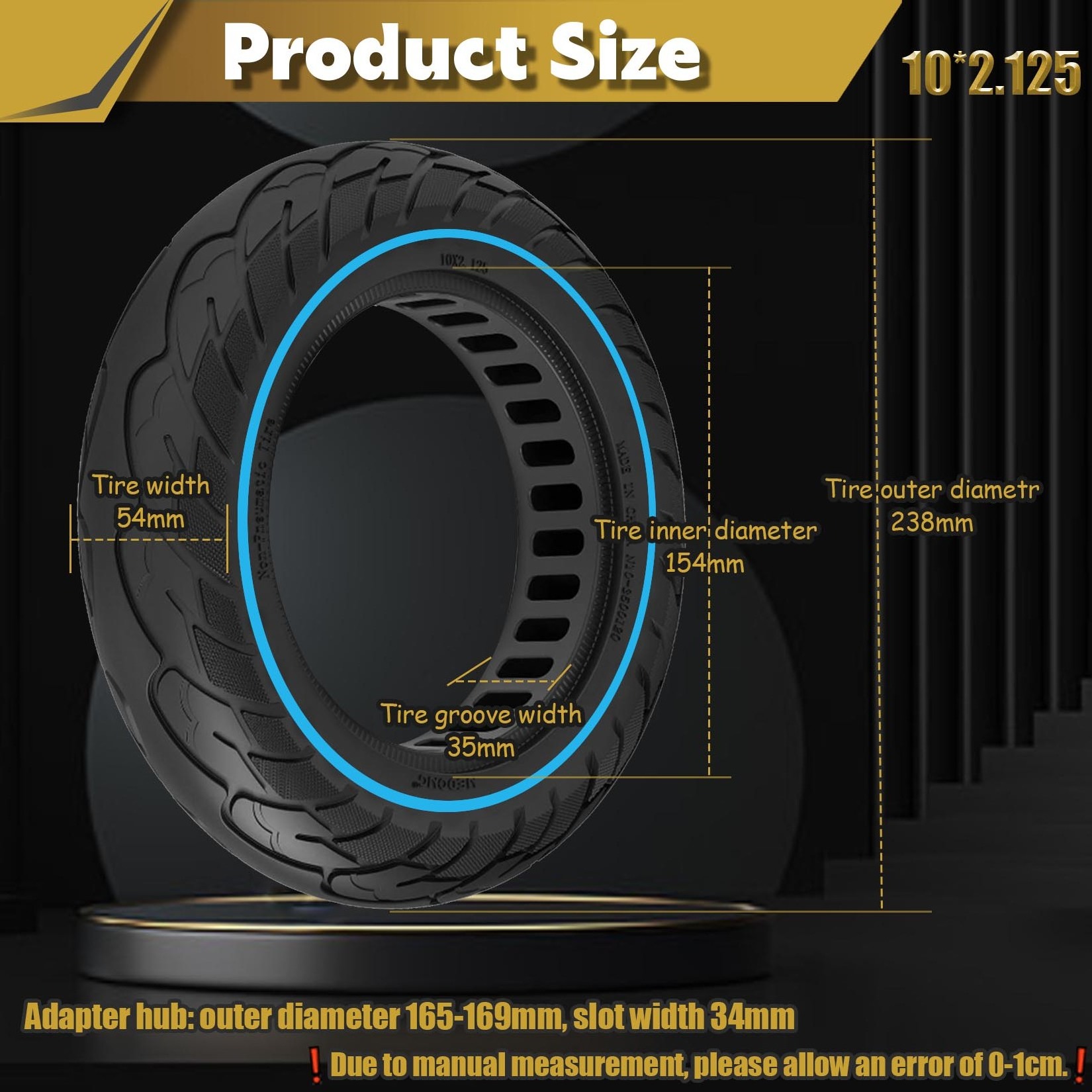 For Mi Pro Gotrax gxl/XR/V2/G4 and Nine-bot F20 E-Scooters Pneumatic 10*2.125 Inch Tire Rubber Solid Tires