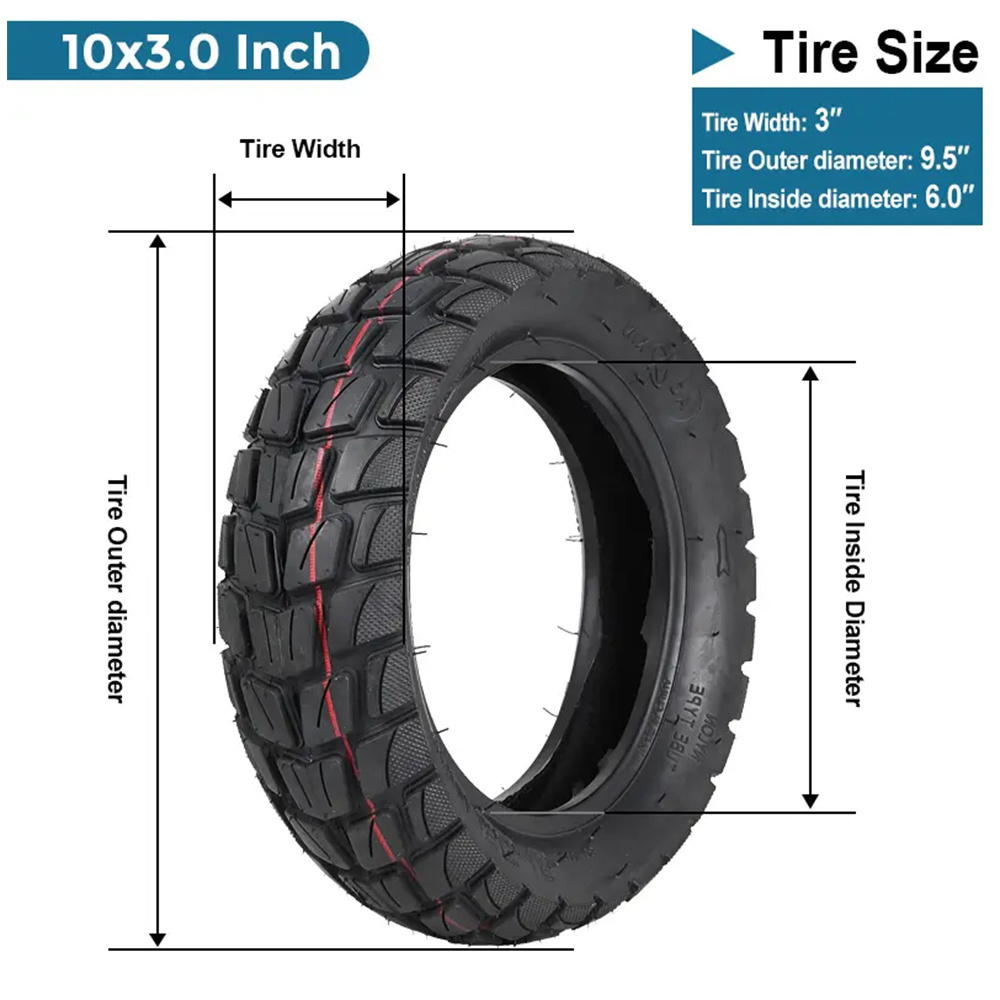 Spare Electric Scooter Tire Replacement 10x3inch Outer Wheel Fat Rubber Tire with Inner Tube Pneumatic 80/65-6 Off-Road Tire