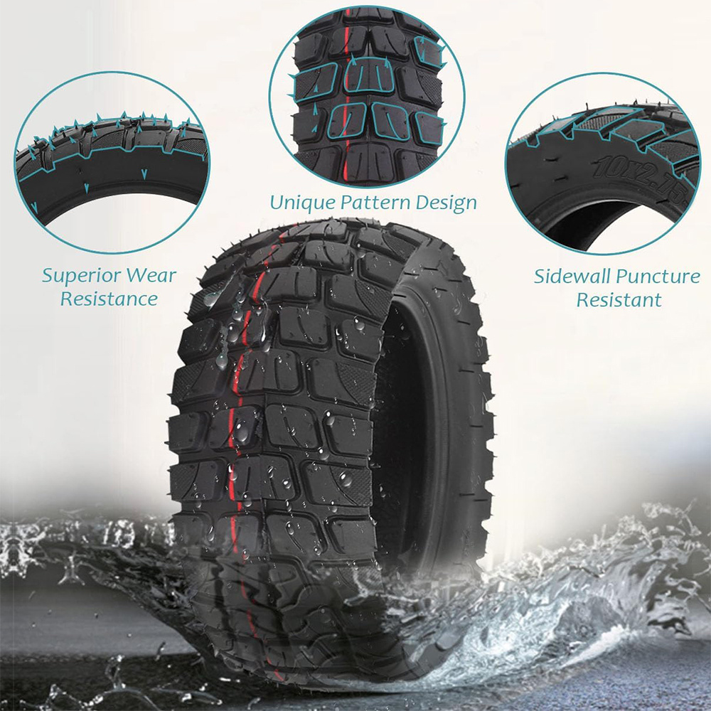 10 Inch Scooter Tire Thicken Durable Strong Shock Absorption Resistance Anti Skid Rubber Vacuum Tire 10x2.75 6.5 Tubeless Tire