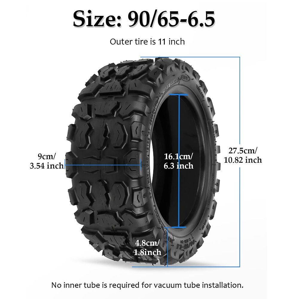 11 inch Spare Tire for Dualtron Thunder/Zero 11x/ Speedual Plus Scooter 90/65-6.5 Vacuum Tire Thickened Anti-slip Off-Road Tire