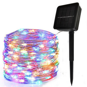 Hot Sale Solar Copper string Lights Strip Light 100 LED Solar Fairy Lights Waterproof Outdoor for Garden Patio Front Door Fence